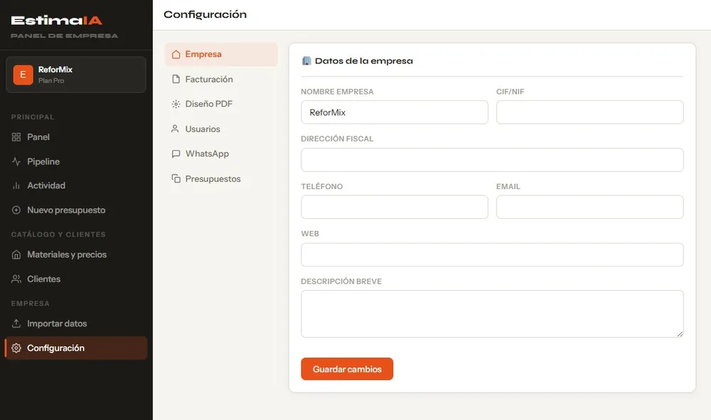 Configuración EstimaIA