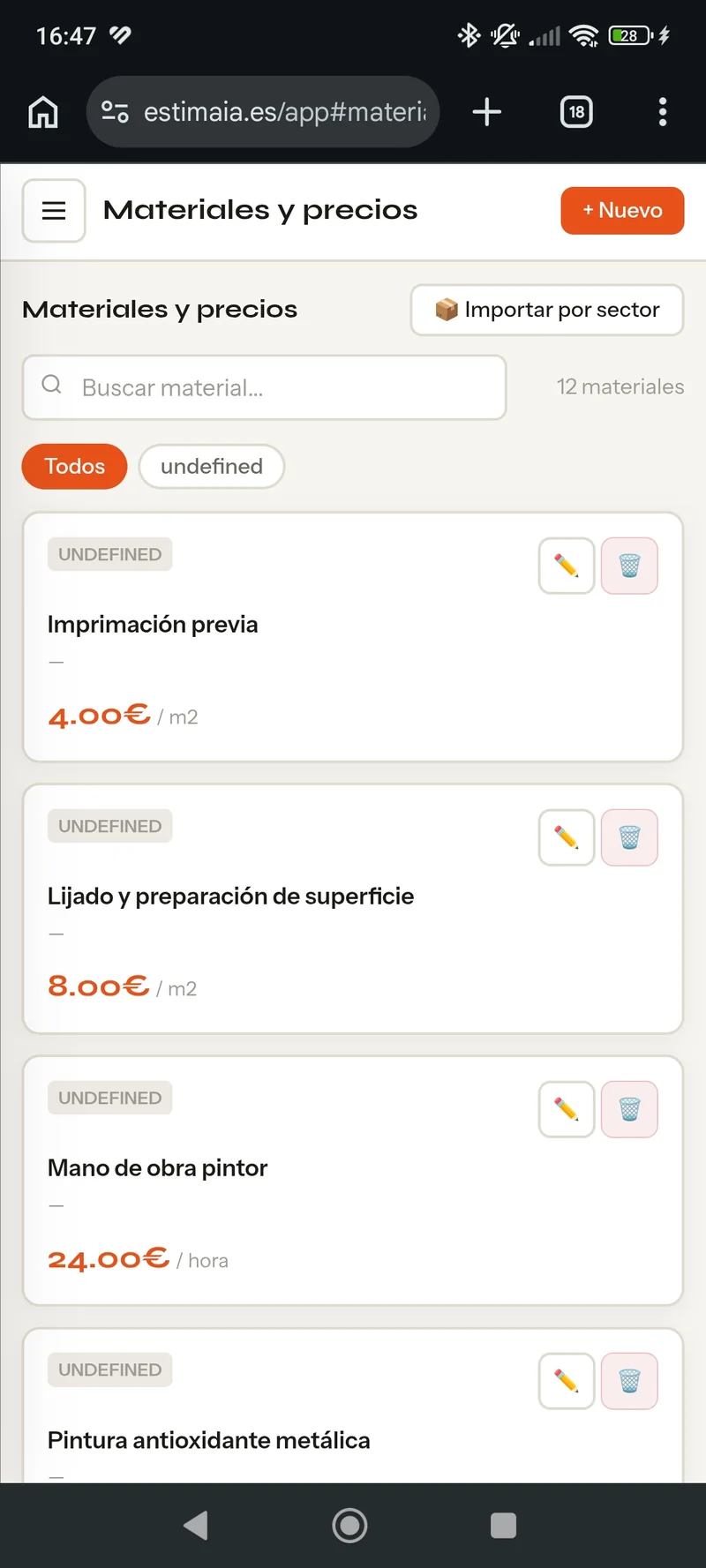 Materiales en móvil