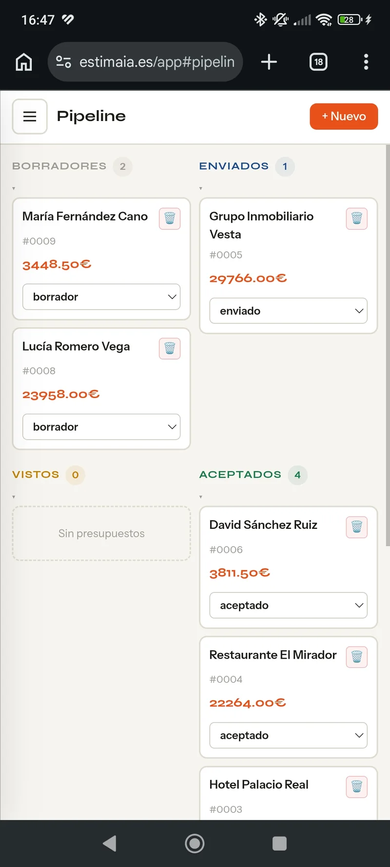 Pipeline en móvil